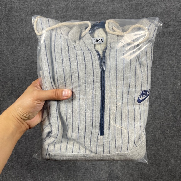 Vintage 80s Nike Quarter Zip Pullover Hoodie Gray Womens Medium 0898 - Picture 10 of 10